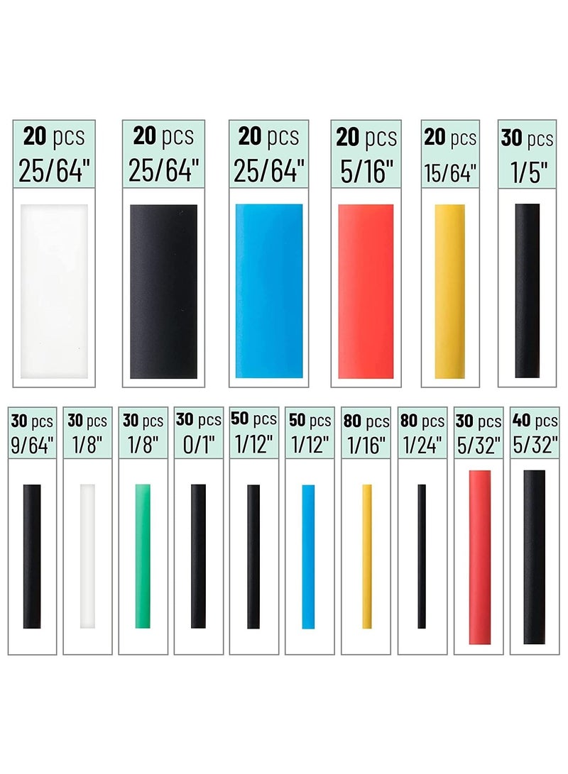 Heat Shrink Tubing Kit, 11 Sizes, Ratio, 580 pcs, Heat Shrink Wrap, Wire Shrink Wrap Tubing, Wire Shrink Tubing, Wire Heat Shrink, Electrical Shrink Wrap Tubing, Shrink Tubing for Wires - Image 3